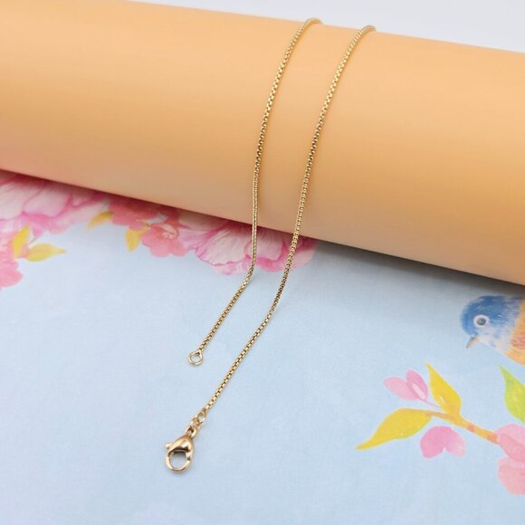 "Minimal Rose Gold Box Chain Necklace for Women, 19.7 Inch Length, XPNL0089 - Picture 7 of 12